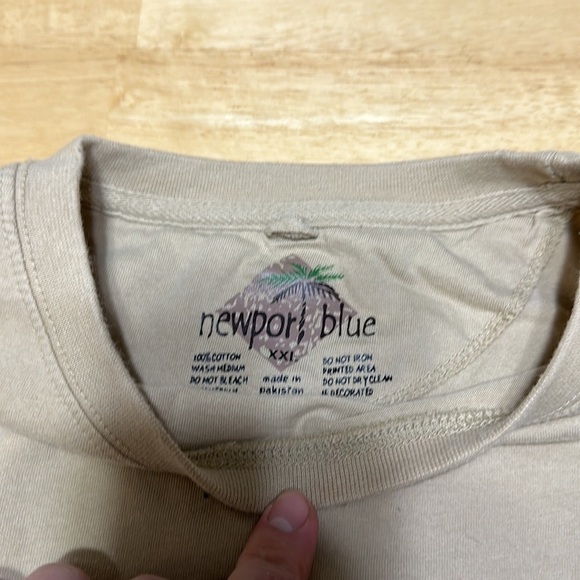 Newport blue bike week style t-shirt beige motorcycle wear men’s 2XL palm tree - Picture 6 of 7